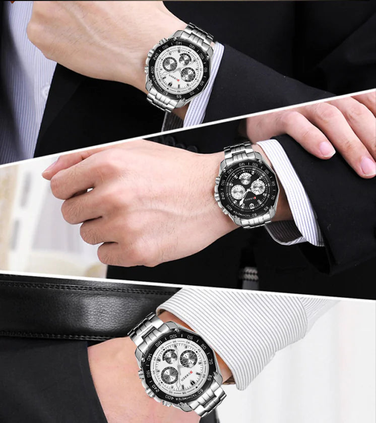 Men's Stainless Steel Watch with Three Eyes